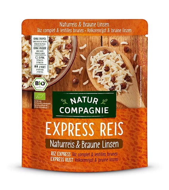 Orez BIO integral si linte bruna, Express Reis, 250 g Natur Compagnie