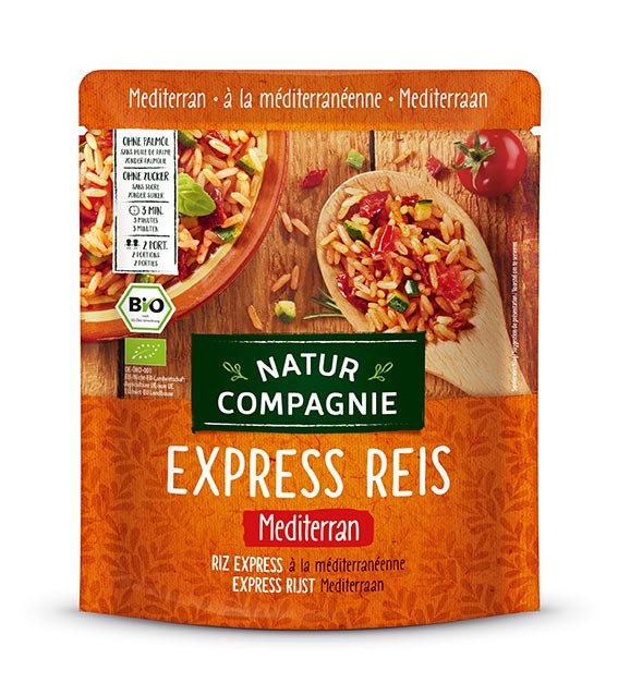 Mancare BIO de orez in stil mediteranean, Express Reis, 250 g Natur Compagnie