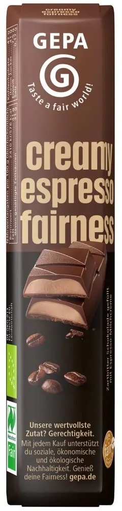 Ciocolata bio si fairtrade creamy espresso fairness, 37,5g Gepa