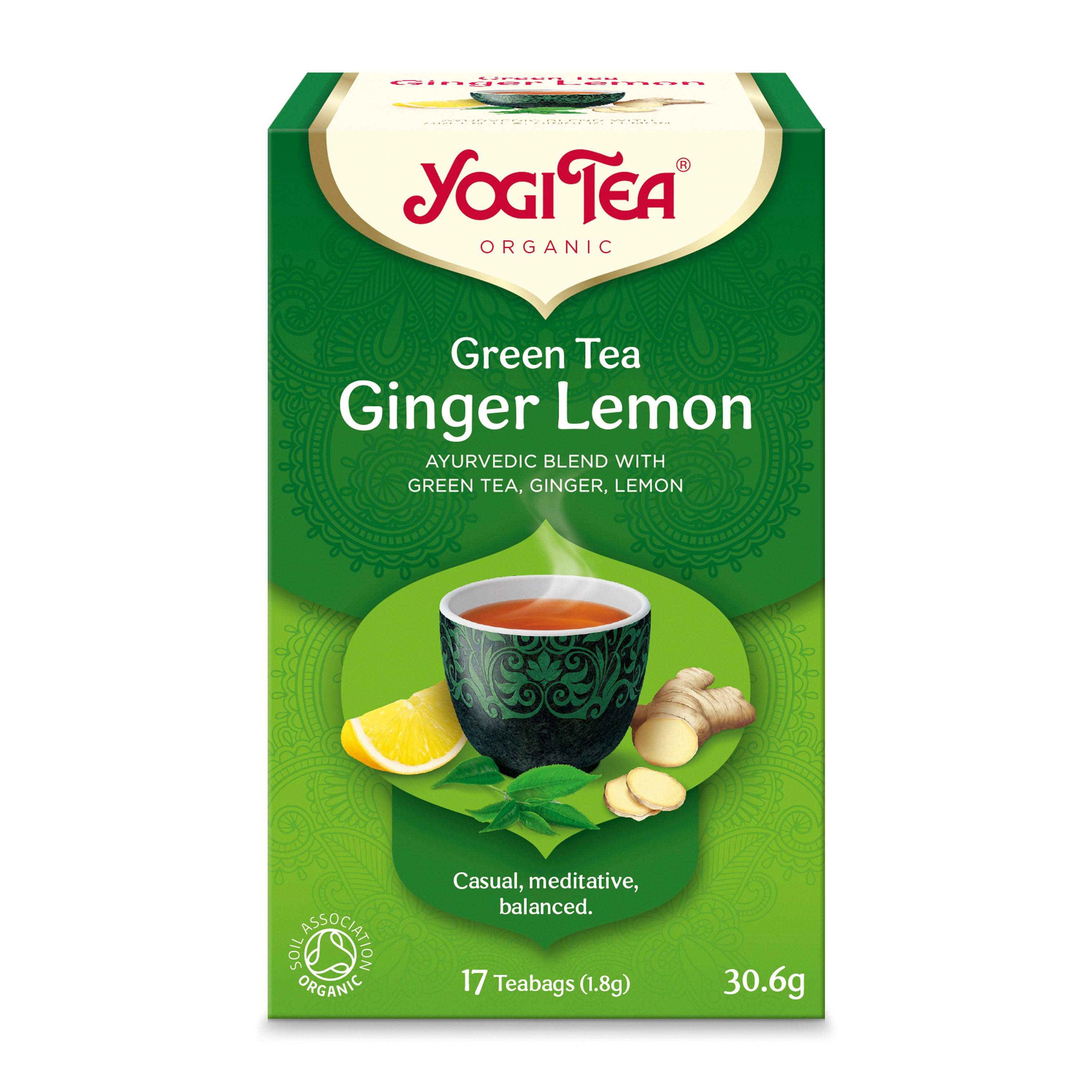 Ceai bio Verde, ghimbir si lamaie, 17 pliculete 30.6g Yogi Tea