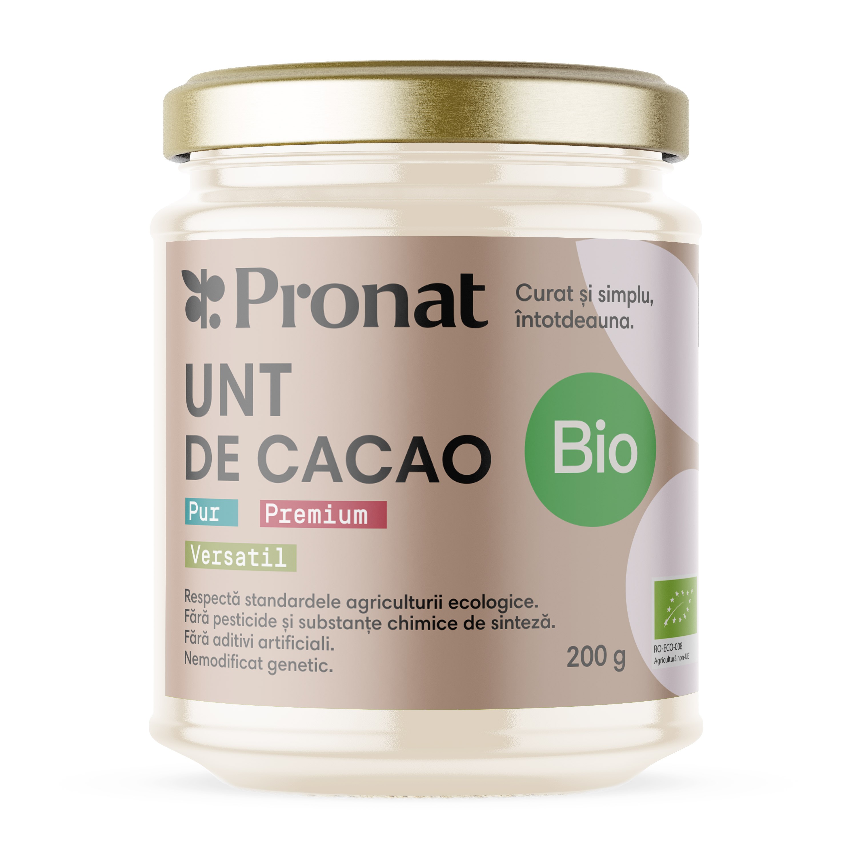 Unt de cacao bio, 200g Pronat