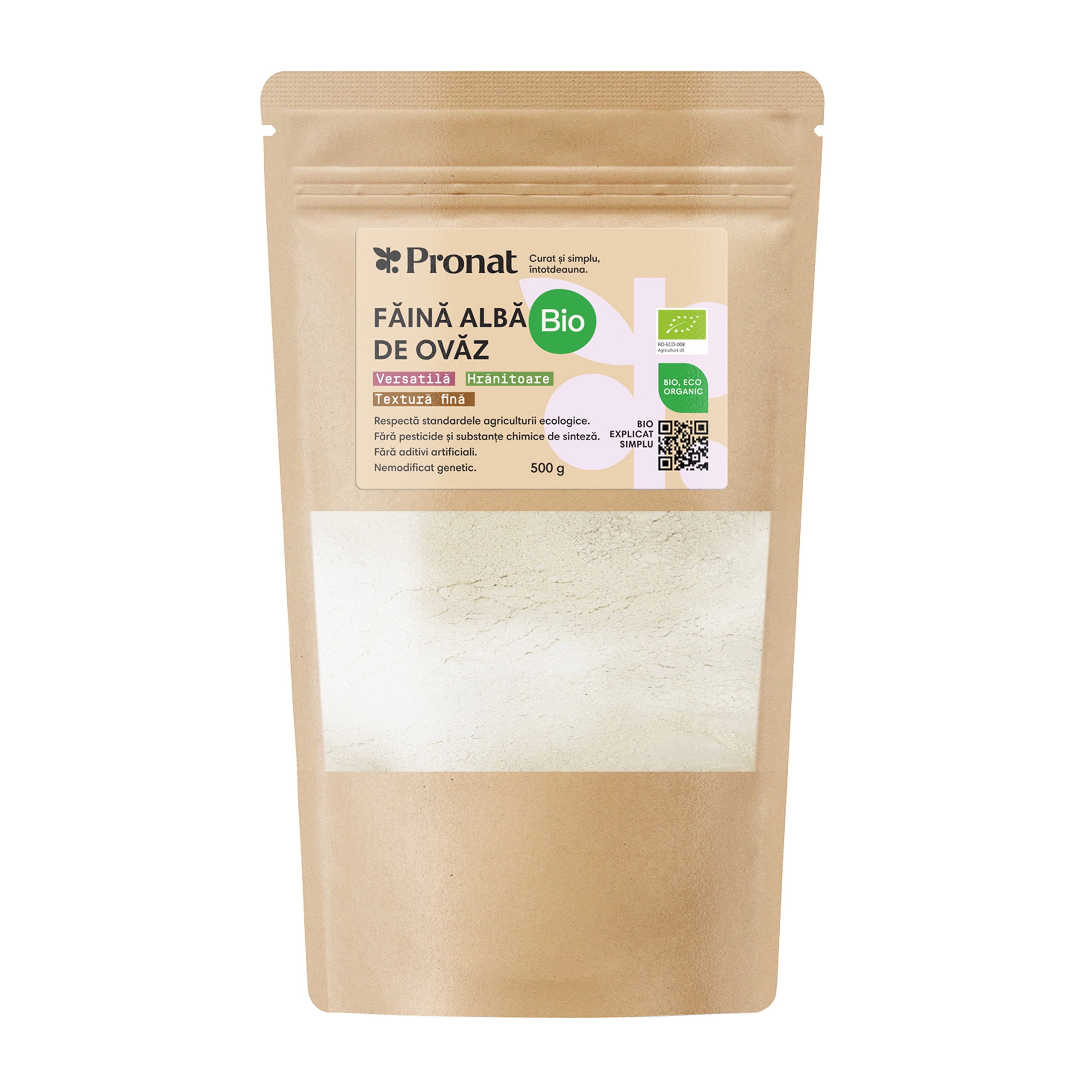 Faina alba de ovaz bio, 500g Pronat