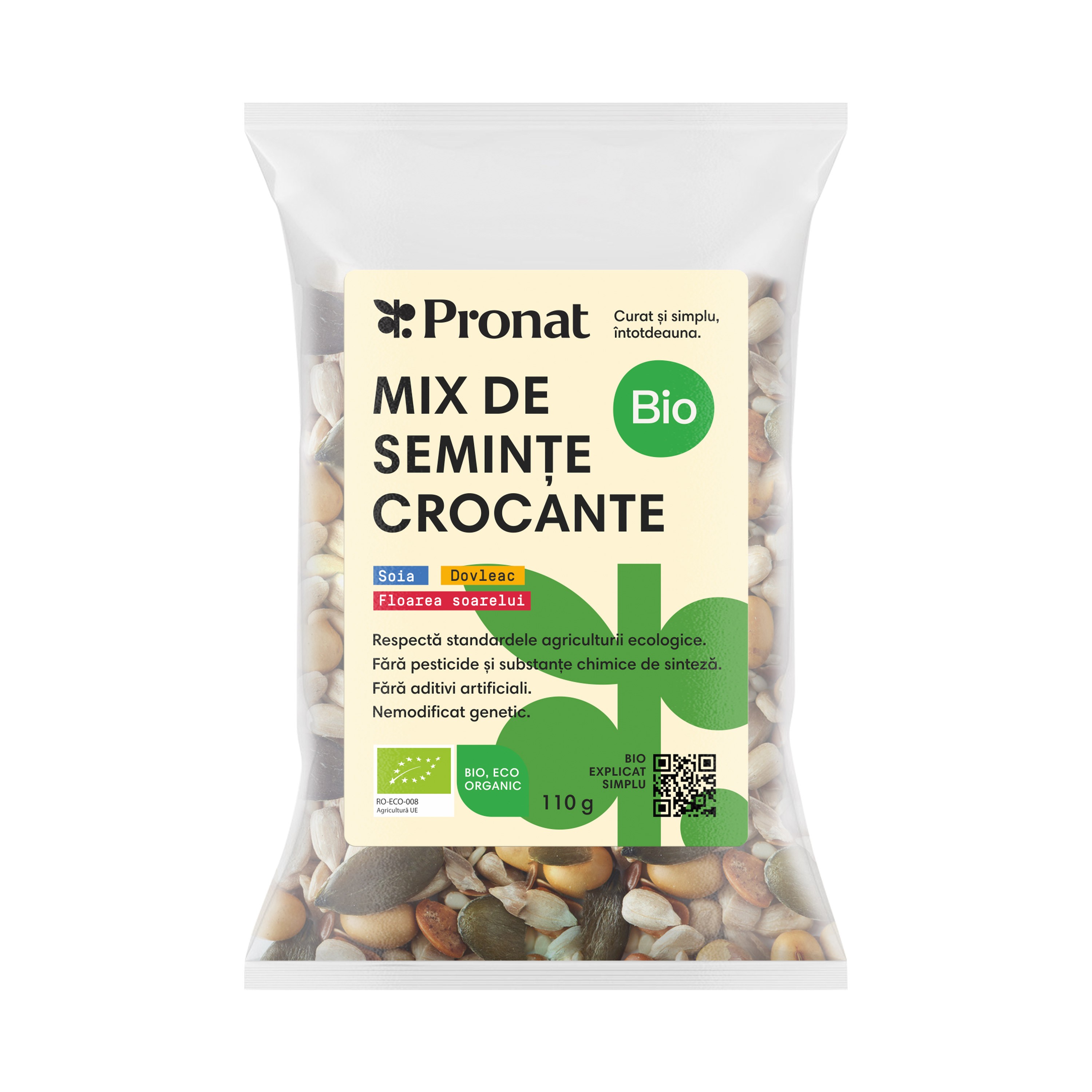 Mix seminte crocante bio, 110g Pronat