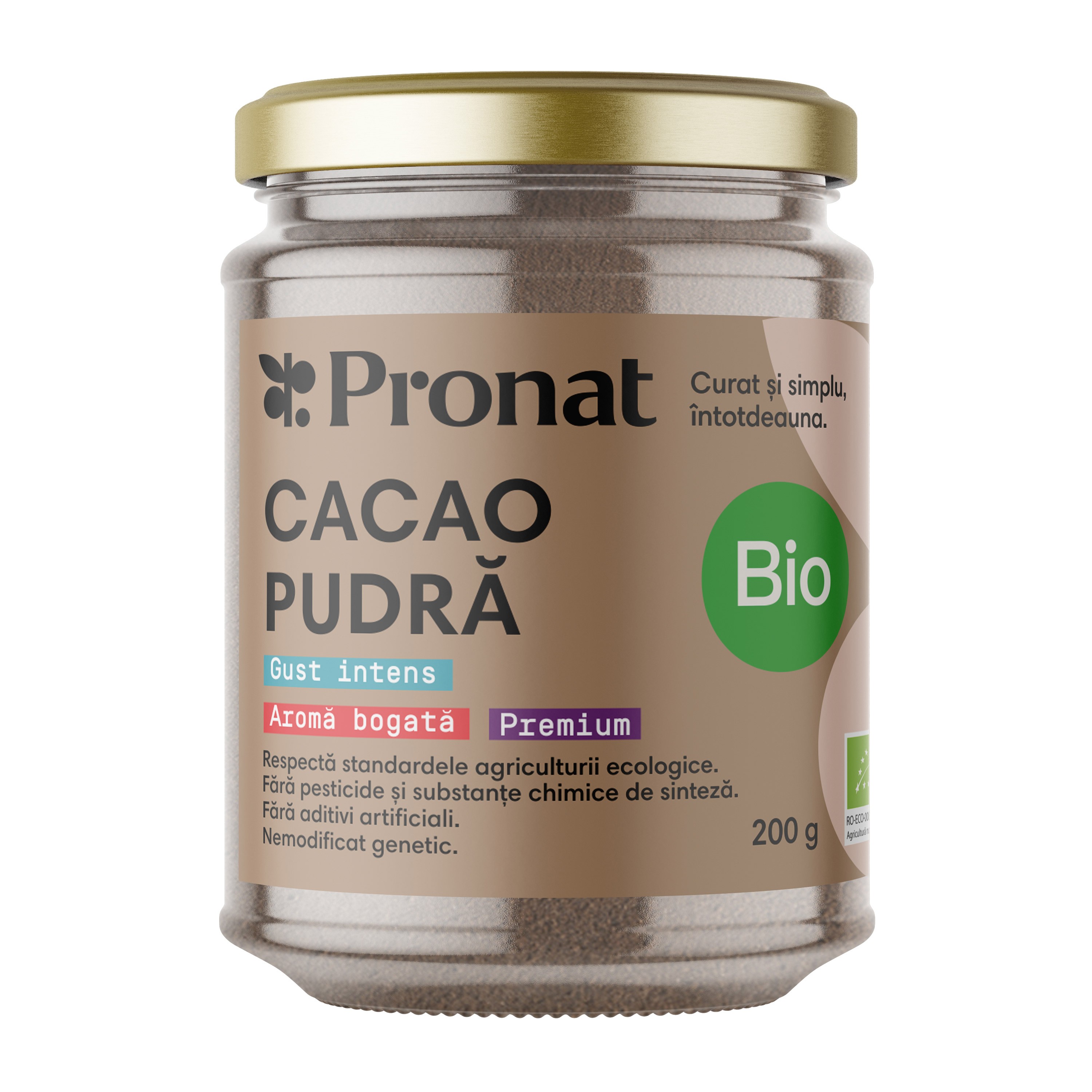Cacao pudra bio, 200g Pronat