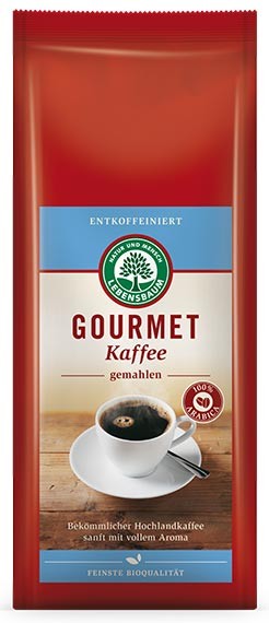 Cafea bio macinata Gourmet Decofeinizata 100 % Arabica, 250 g LEBENSBAUM