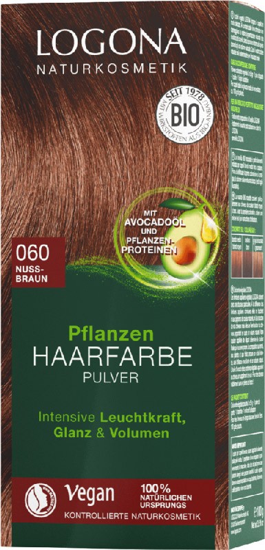 Vopsea de par 100 % naturala, 100g MARO NUCA, Nuanta 060 Logona