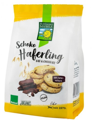 Bohlsener Mühle – Haferling – Biscuiți bio/ecologici crocanți din ovăz cu bucățele de ciocolată, 125g