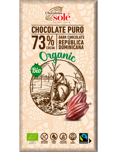 Ciocolată neagră BIO 73% cacao Chocolates Sole 100 g