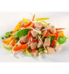 Salata de ton ”Asia” cu legume bio si ulei de floarea soarelui presat la rece, 200g Fontaine 2