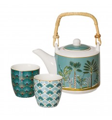 Set de ceai din portelan Atmosphere - un ceainic si doua cescute in cutie cadou