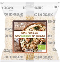 Paste din grau dur bio Orzo Risoni 300g in pachet de plastic transparent marca Pronat