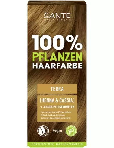 Vopsea vegetală Maro Pământiu Sante 100g – culoare caldă și naturală, fără amoniac, pentru un păr sănătos și strălucitor.