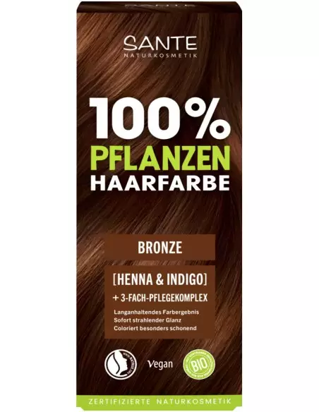Vopsea vegetală Bronz Sante 100g – culoare caldă și naturală, fără amoniac, pentru un păr sănătos și strălucitor.