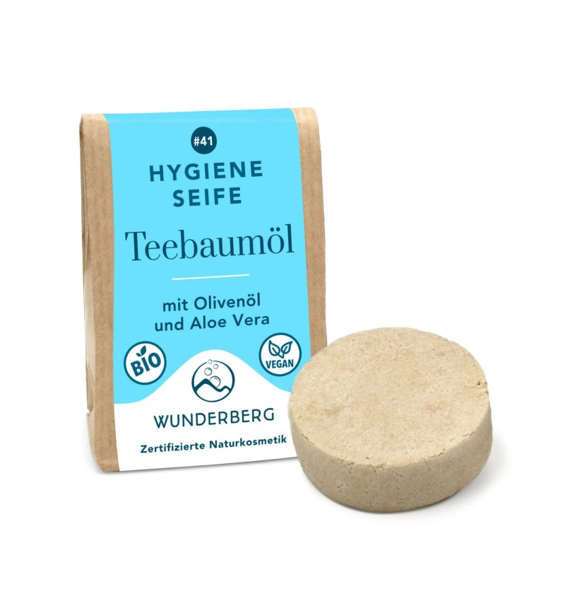 Săpun bio igienic cu ulei de arbore de ceai, 48g Wunderberg