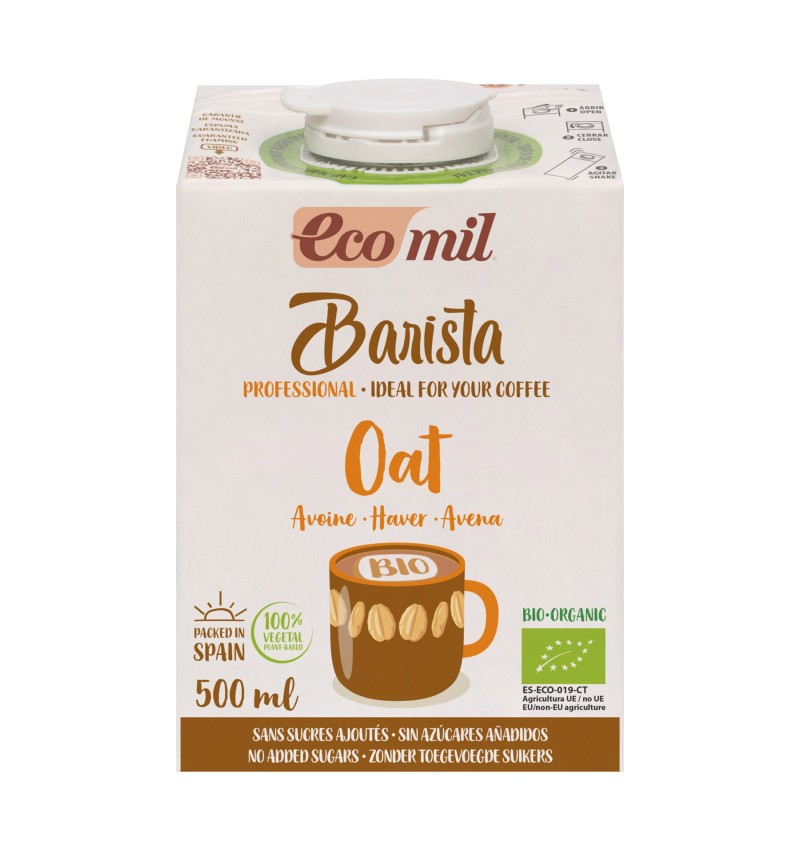 Băutură bio de ovăz pentru barista, fără zahăr, 500ml Ecomil