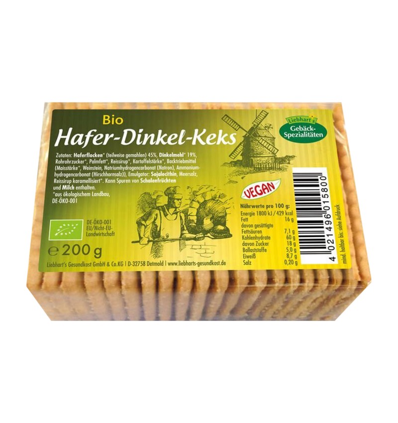 Biscuiti bio cu ovaz, 200 g LIEBHART'S