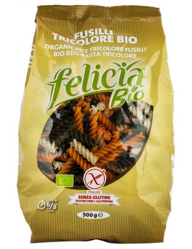 FELICIA BIO – Fusilli BIO tricolore din făină de orez , 500 G