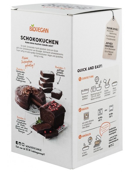 BIOVEGAN - Premix bio pentru prajitura cu ciocolata, 380g