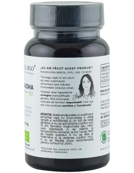 Ashwagandha bio din India (400 mg) - extract 5%, 60 capsule (29,7 g)