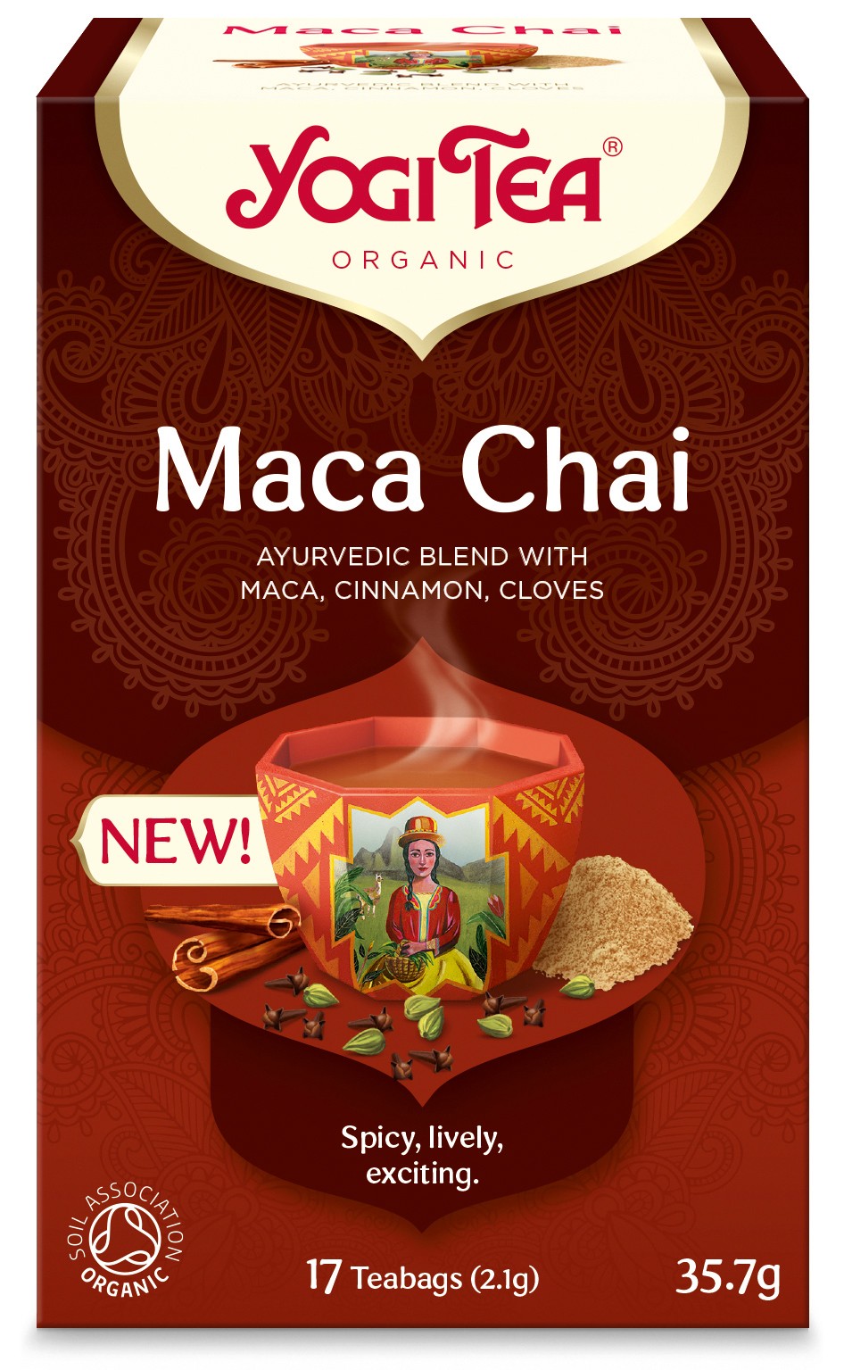 Ceai bio Maca Chai, 17x2.1g (35.7g) Yogi Tea