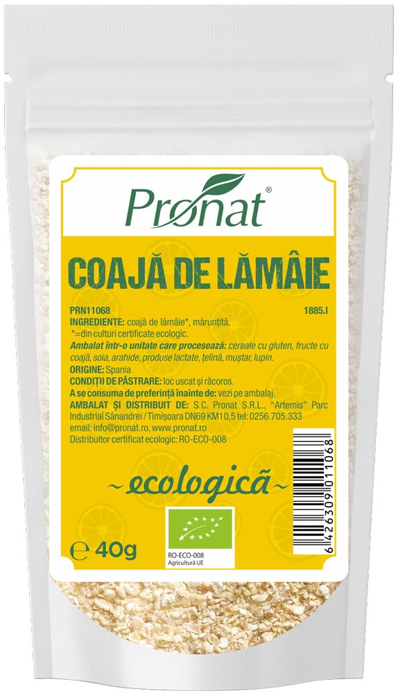 Coaja de lamaie bio, maruntita, 40g Pronat