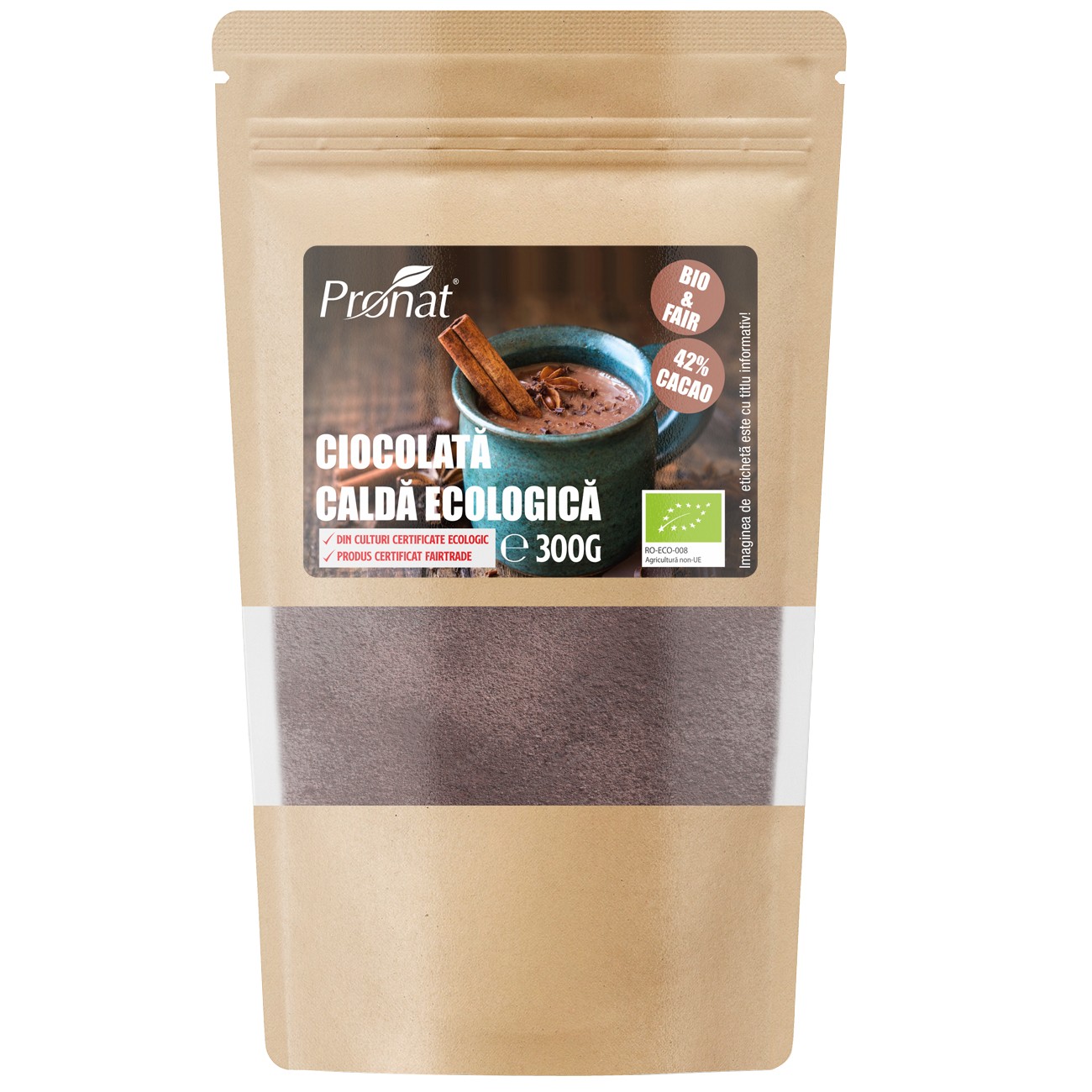 Ciocolata calda bio & fairtrade 300g Pronat