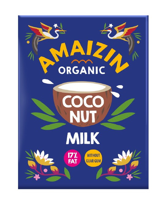 Lapte bio de cocos 17% grasime, 200ml Amaizin