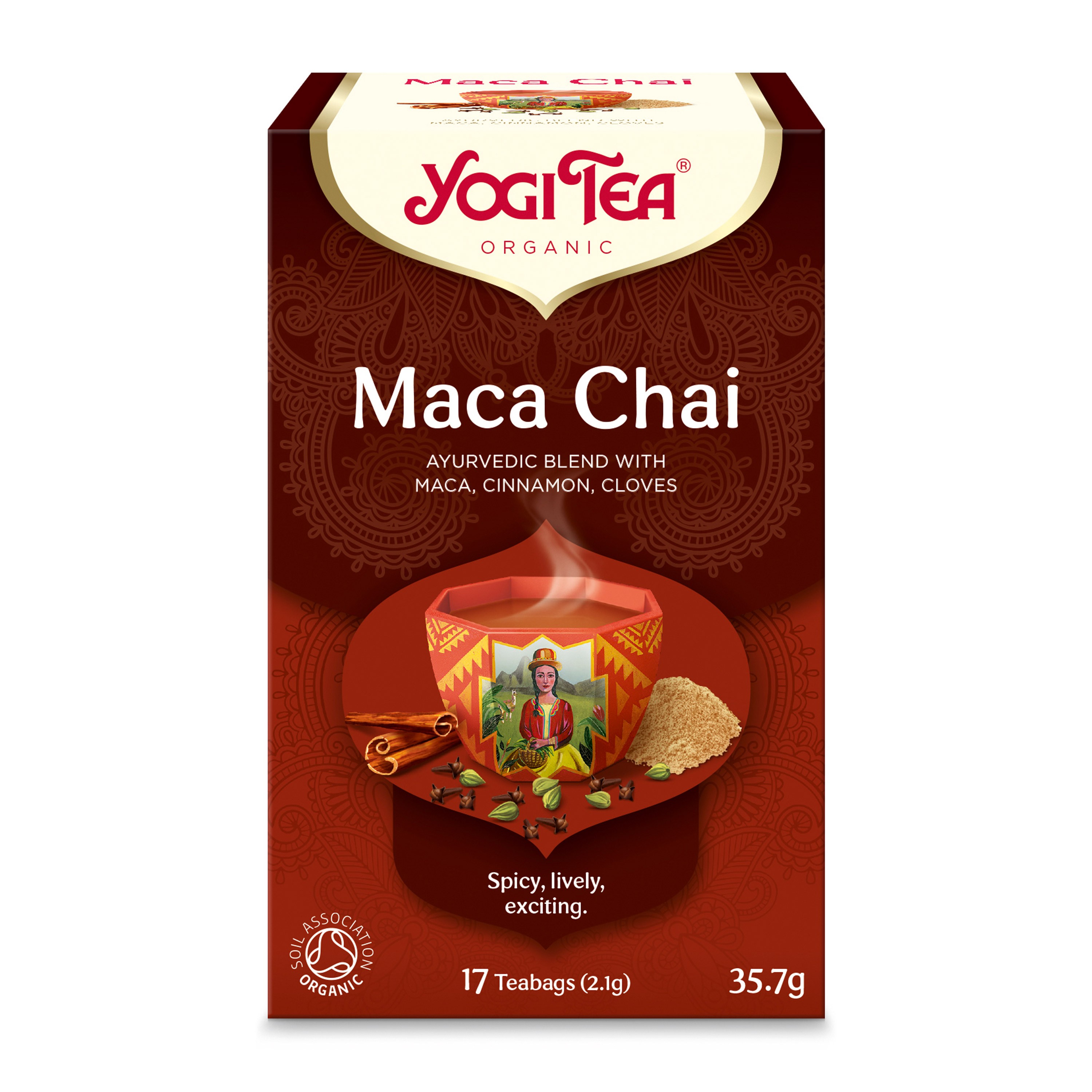Ceai bio Maca Chai, 17x2.1g (35.7g) Yogi Tea