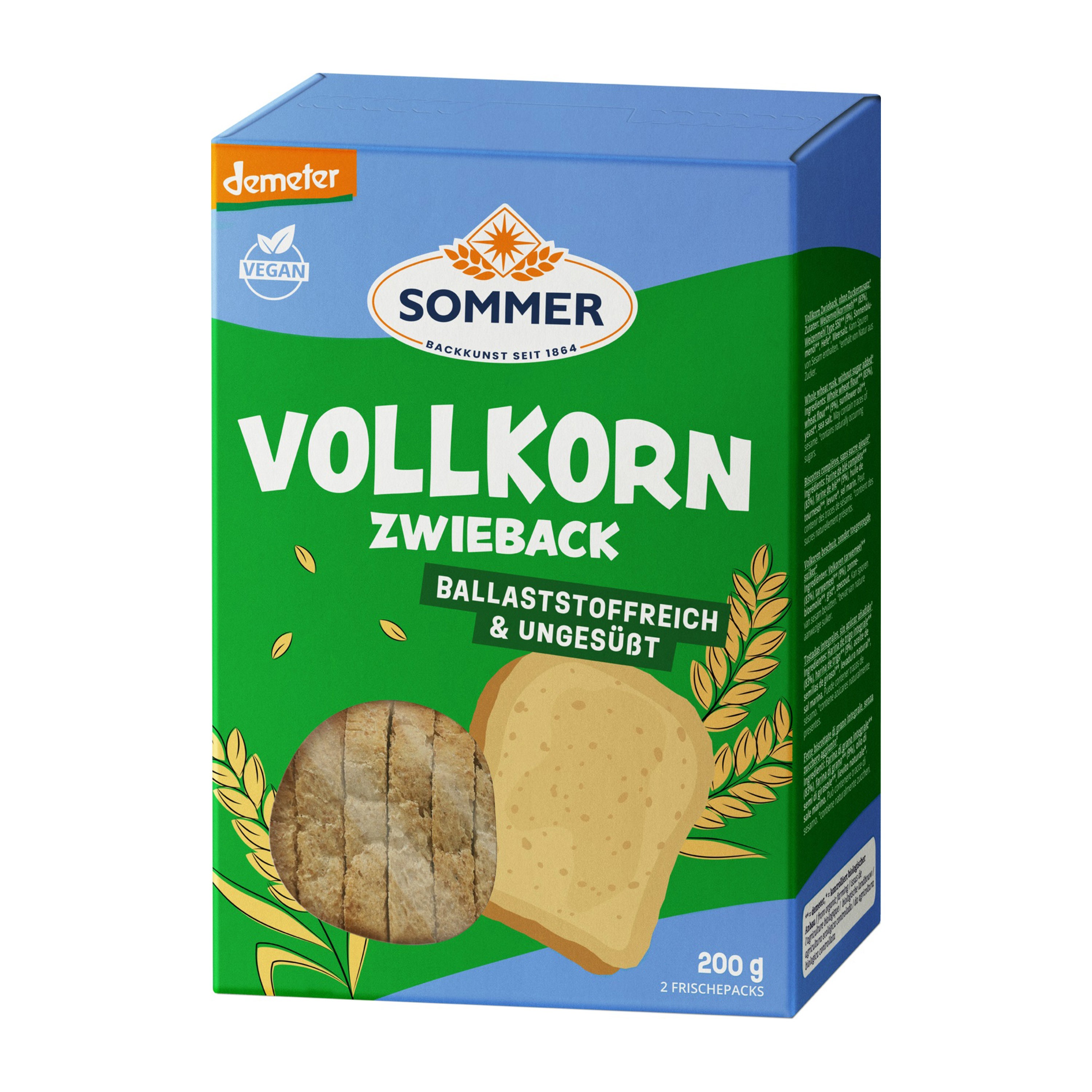 Paine integrala bio din grau, crocanta, neindulcita, demeter 200g Sommer