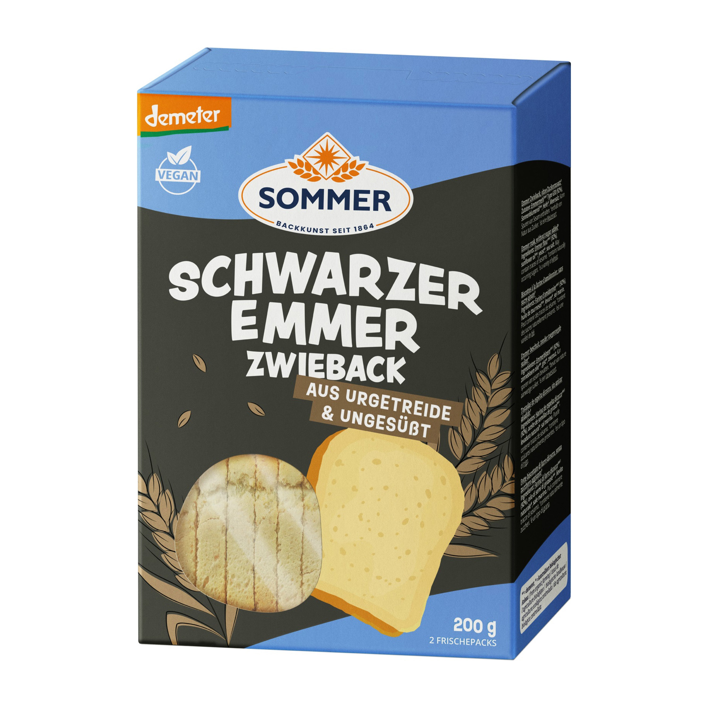 Paine crocanta din grau emmer integral, bio si demeter, 200g Sommer