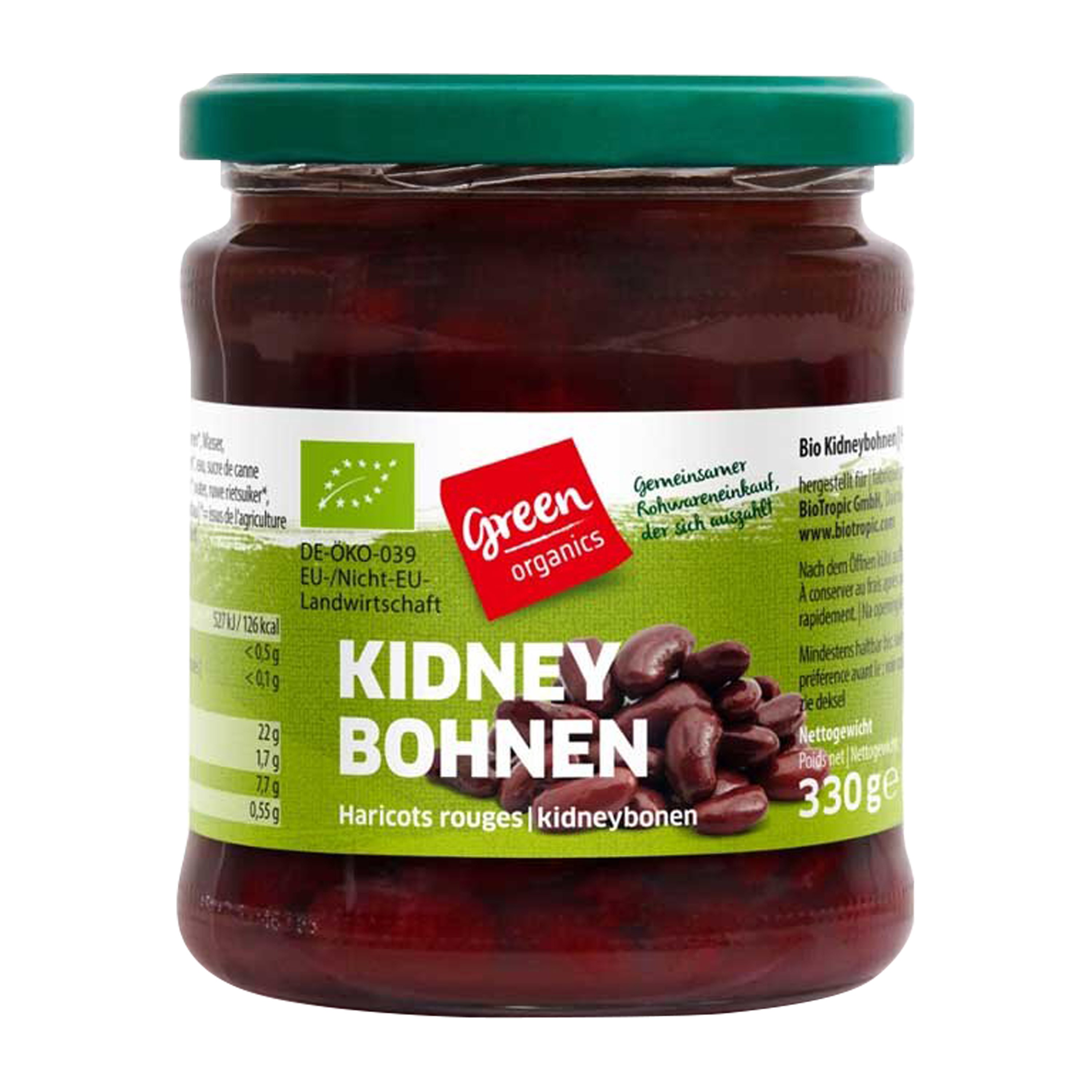 Fasole rosie bio, 330g Green Organics