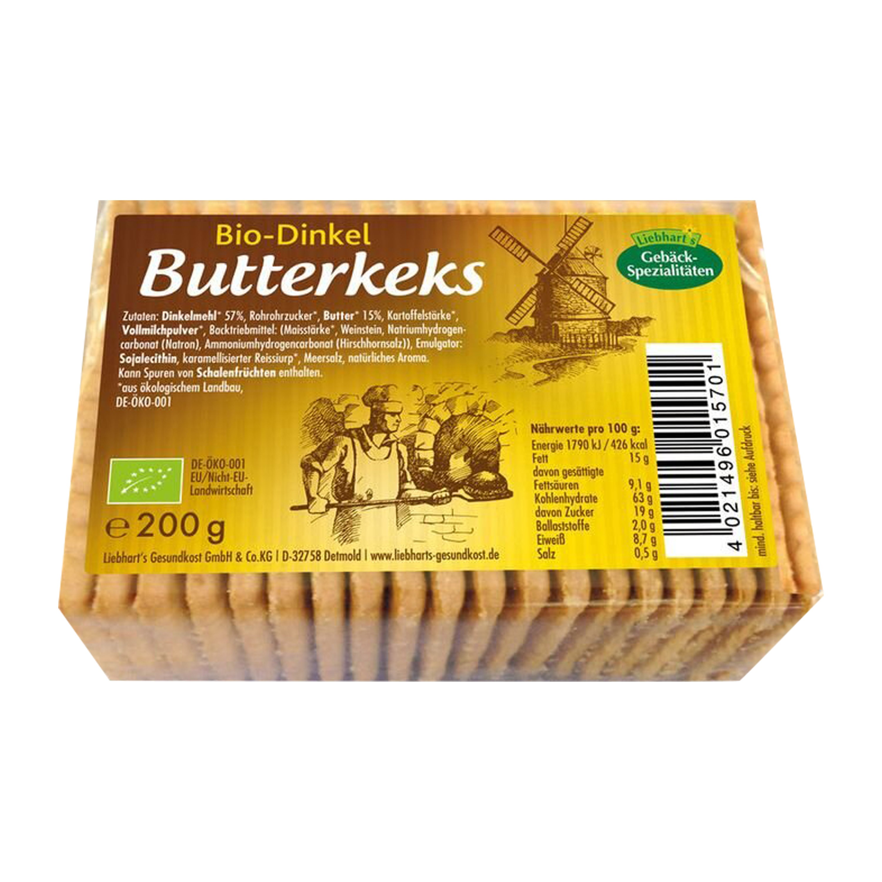 Biscuiti bio din grau spelta cu unt, 200 g Liebhart's