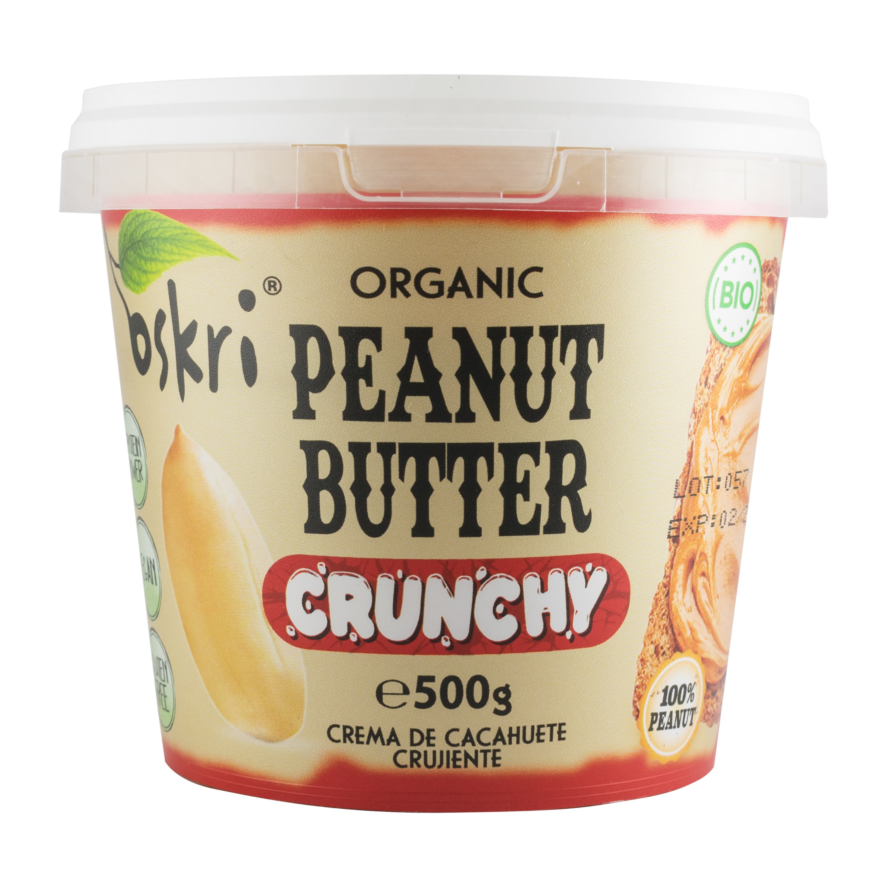 Unt de arahide bio crunchy, 500g Oskri