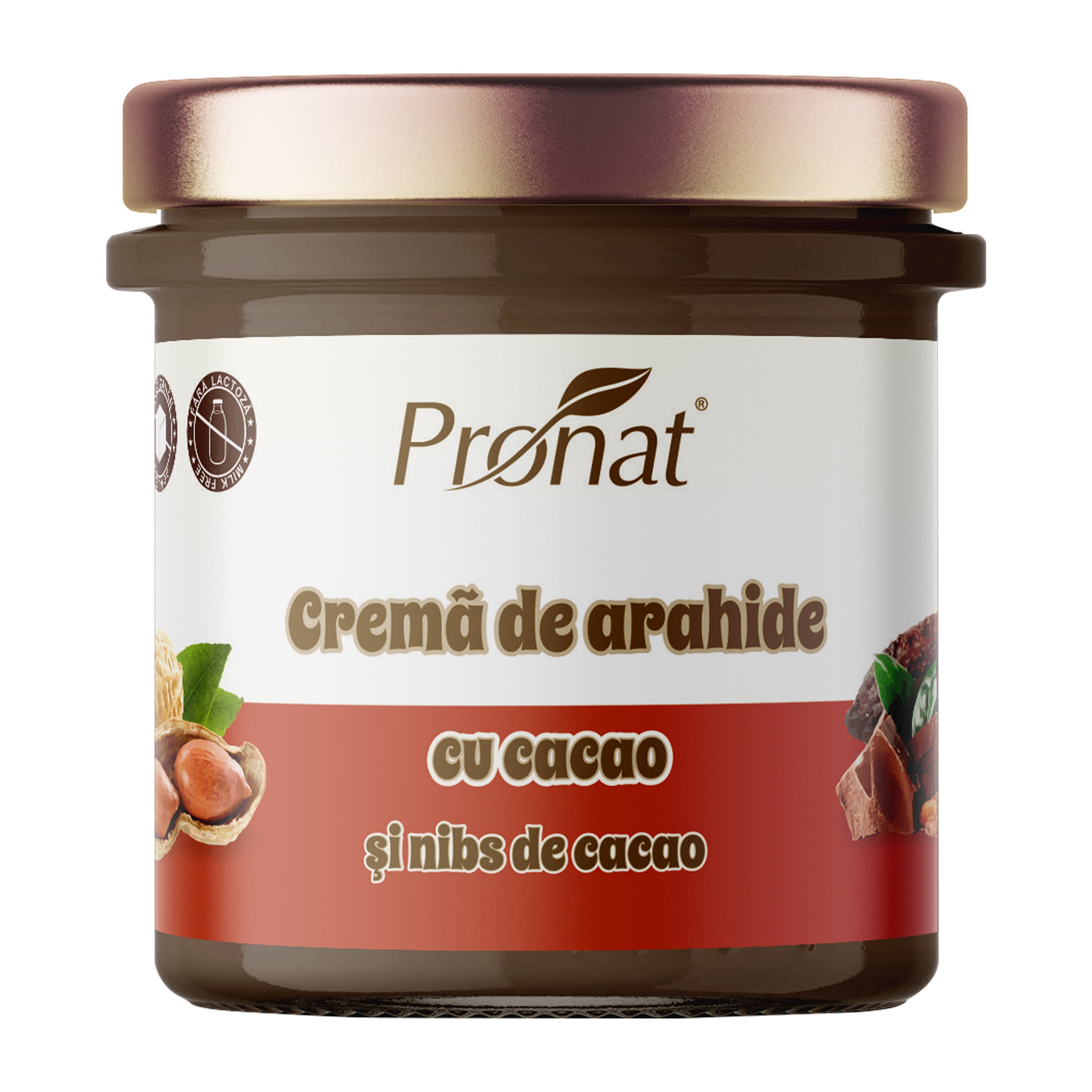Crema de arahide cu cacao si nibs de cacao, 300g Pronat