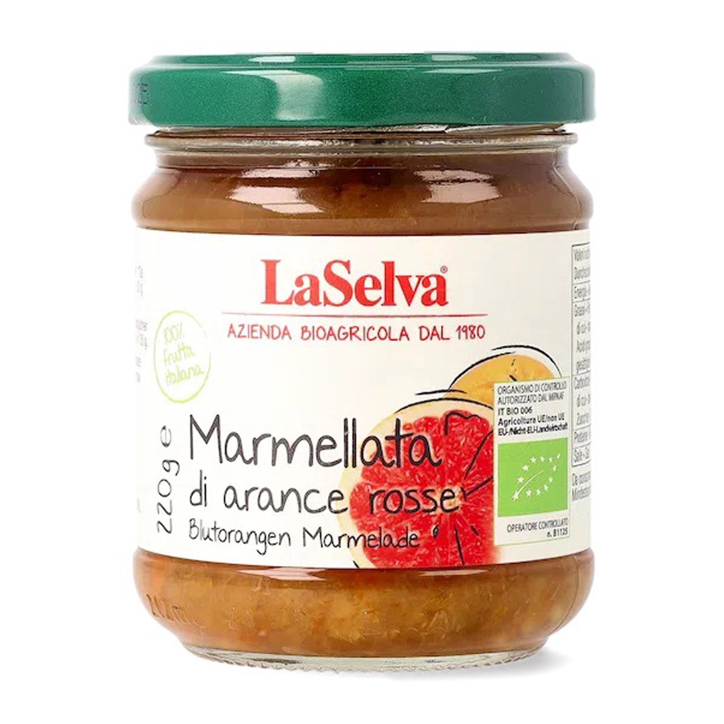 Marmelada bio de portocale rosii, 220g LaSelva