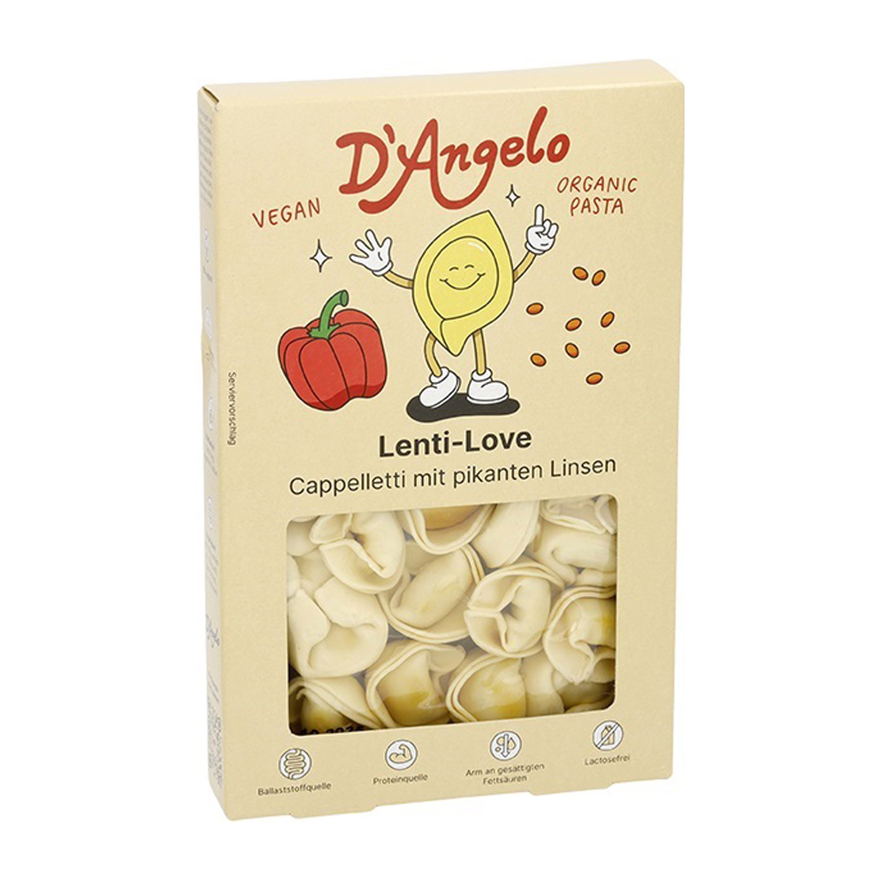 Cappelletti bio din spelta cu linte, 250g D'angelo