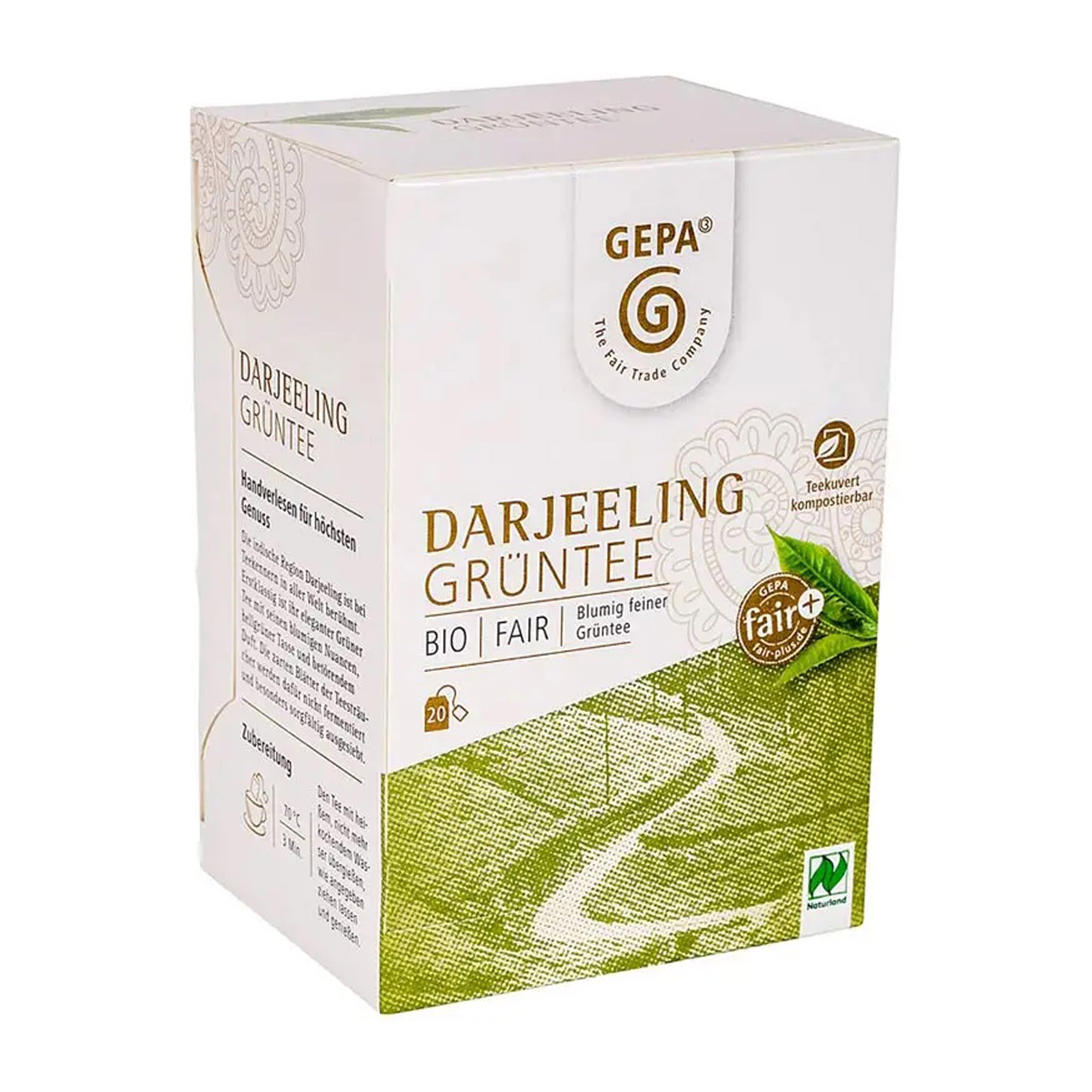 Ceai verde Darjeeling bio si fairtrade, 20 pliculete a 2 g / 40g Gepa