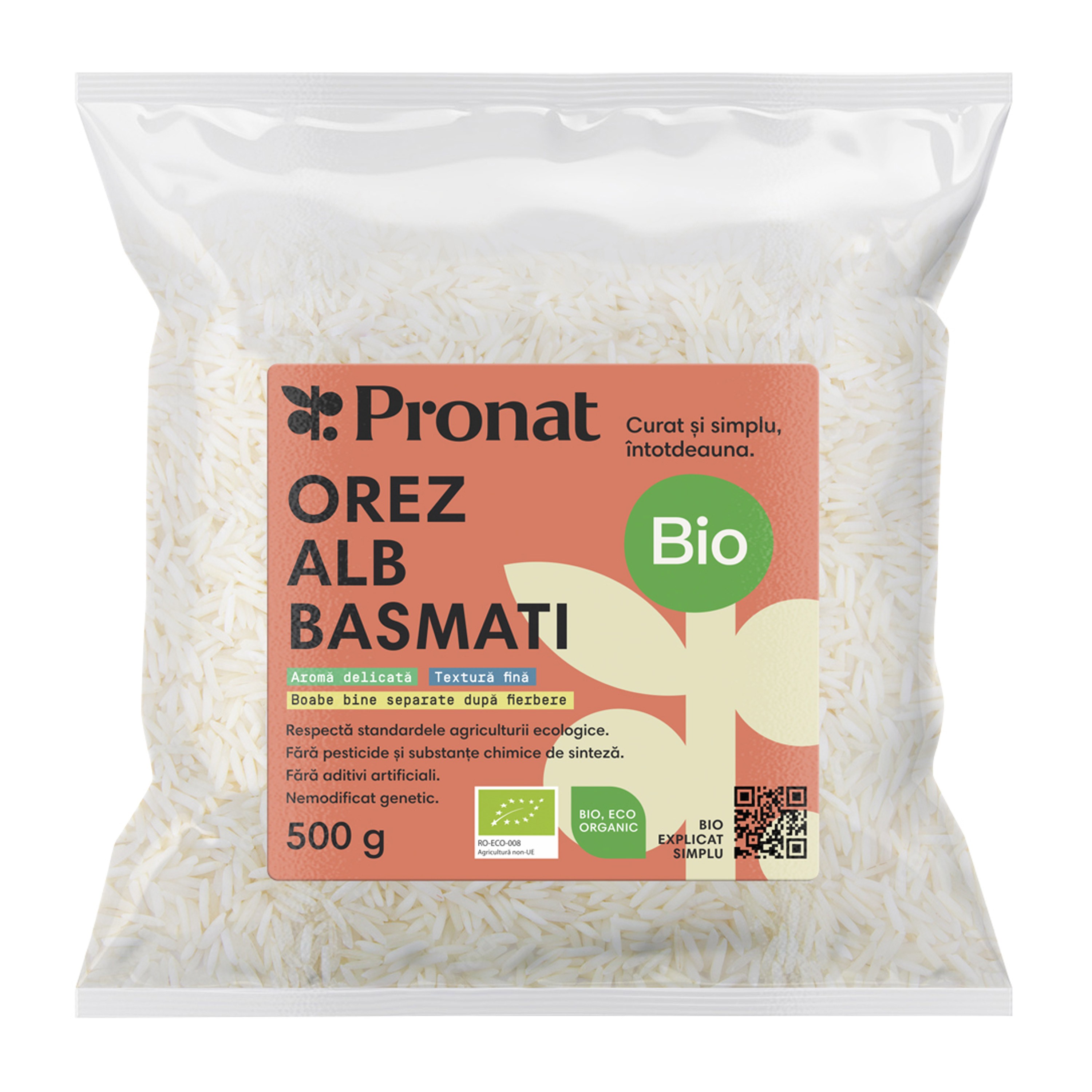 Orez alb basmati bio, 500g Pronat