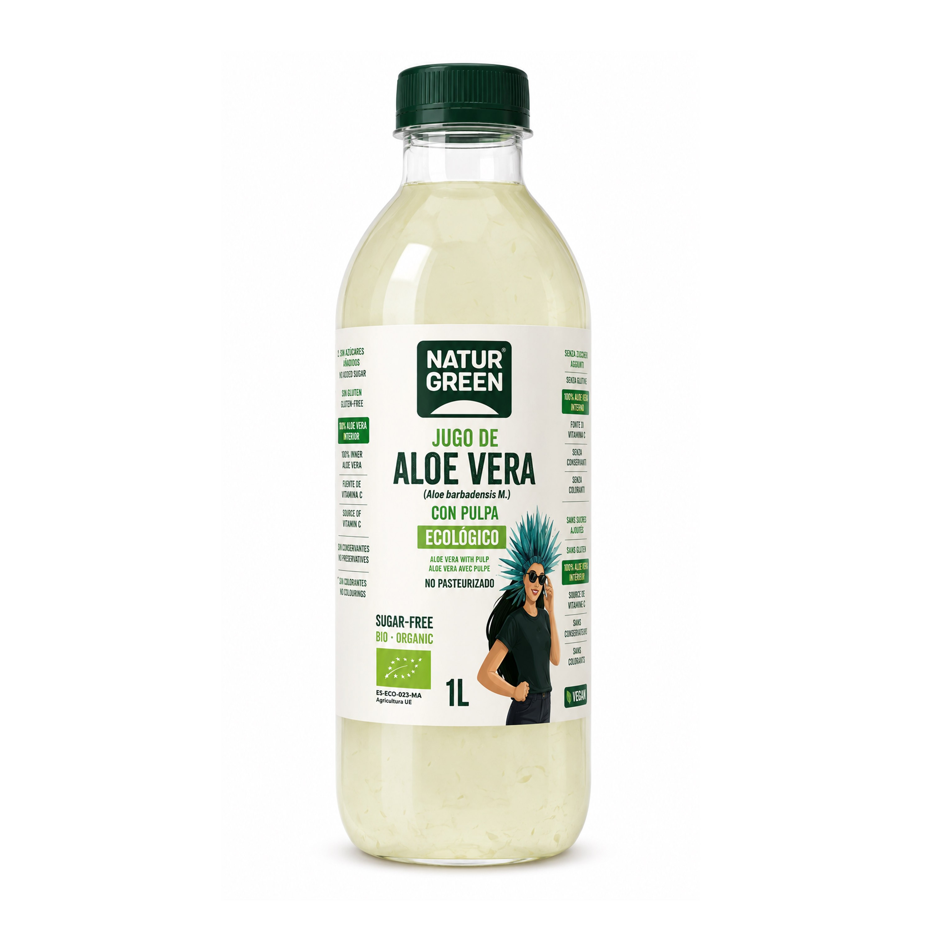Suc bio cu pulpa de aloe vera, 1l Natur Green